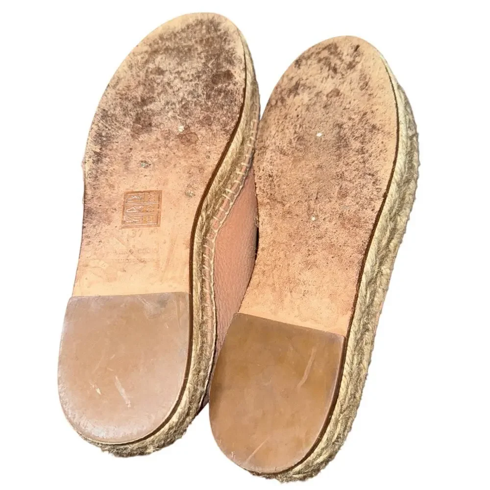 Alexander Wang Womens Devon Zip Espadrille Flats Blush Tan Leather Size 37/7